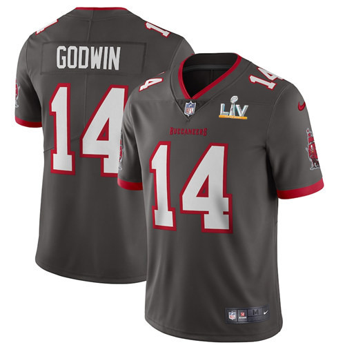 Men's Tampa Bay Buccaneers #14 Chris Godwin Grey NFL 2021 Super Bowl LV Limited Stitched Jersey